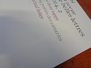 Image du vendeur pour Revue Belles lettres No 2-2014, J-F Tappy jose-flore, martial leiter mis en vente par suspiratio - online bcherstube