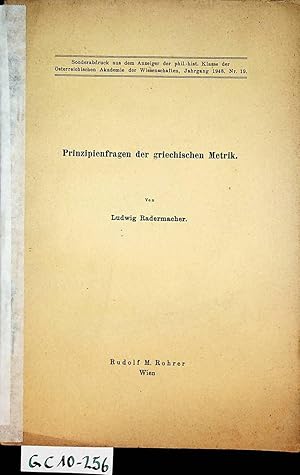 Prinzipienfragen der griechischen Metrik. (=SOA: Anzeiger d. phil.-hist. Kl. d. Österreichischen ...