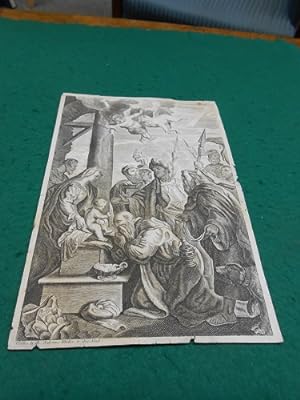 Die Weisen aus dem Morgenlande, Heilige drei Könige. Original- Kupferstich um 1700. Spätbarocke D...