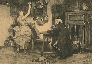 Imagen del vendedor de E.M. Wilson after John Seymour Lucas - 1885 Etching, Flirtation a la venta por Sulis Fine Art