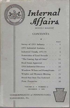 Seller image for Internal Affairs Monthly Bulletin Volume 24 Number 12 (December 1956) for sale by Bookfeathers, LLC