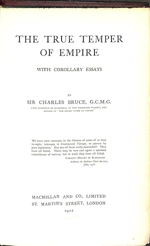 Immagine del venditore per The True Temper of Empire With Corollary Essays venduto da WeBuyBooks