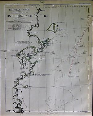 1868 Special Map of the Northern Part of East Greenland. By A. Petermann.