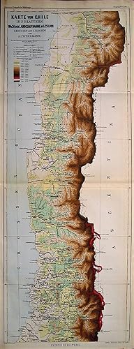 1875 Map of Chile in Two Parts (Northern and Southern). After the Land Survey Recorded at 1:250,0...