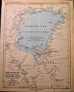 1875 Map of Henry M. Stanley's Exploration & Survey of the Ukerewe Lake (LakeVictoria) 1875. By A...
