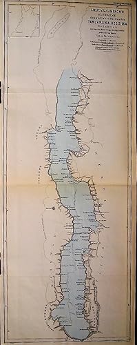 1875 Map of Lieutenant V.L. Cameron's Surveys of the Southern Part of Lake Tanganyika, 1874. Redu...