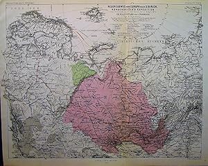 1875 Map of a New Sea Route from Europe to Siberia. The Nordenskjold Expedition from Tromso to Ye...