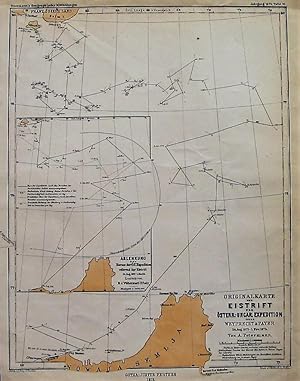 1875 Original Map of Ice Drift during the Austro-Hungarian Expedition under Weyprecht & Payer Aug...