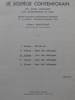 Imagen del vendedor de BEAUCAMP Albert Le Solfge Contemporain 3e Volume 1954 a la venta por partitions-anciennes