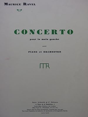 Bild des Verkufers fr RAVEL Maurice Concerto pour la main gauche 2 Pianos 3 mains 1955 zum Verkauf von partitions-anciennes