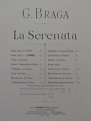 Seller image for BRAGA G. La Serenata Piano Violoncelle ou Violon for sale by partitions-anciennes