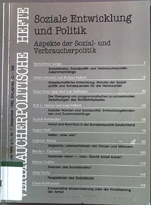 Seller image for Soziale Entwicklung und Politik. Aspekte der Sozial- und Verbraucherpolitik. Verbraucherpolitische Hefte. Nr.7 for sale by books4less (Versandantiquariat Petra Gros GmbH & Co. KG)