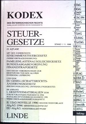 Bild des Verkufers fr Steuergesetze: Kodex des sterreichischen Rechts: Sammlung der sterreichischen Bundesgesetze. zum Verkauf von books4less (Versandantiquariat Petra Gros GmbH & Co. KG)