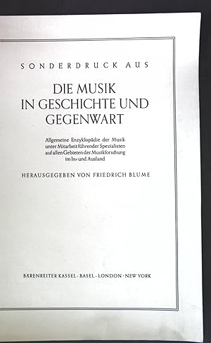 Bild des Verkufers fr Mainz; Sonderdruck aus: Die Musik in Geschichte und Gegenwart; zum Verkauf von books4less (Versandantiquariat Petra Gros GmbH & Co. KG)