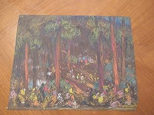 Seller image for Forest Scene With Flowers: Original Impressionistic Chalk Sketch for sale by Arroyo Seco Books, Pasadena, Member IOBA