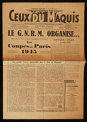 Seller image for CEUX DU MAQUIS : LE G.N.R.M. ORGANISE.LES COUPES DE PARIS 1945 ( Courses Automobiles et Motos ) . for sale by Librairie Franck LAUNAI