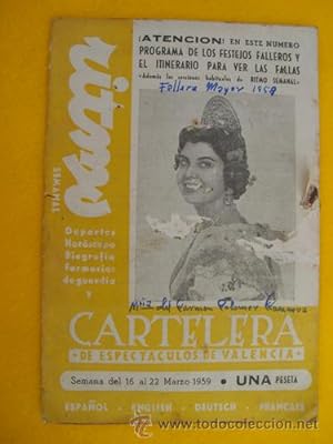 CARTELERA DE ESPECTACULOS DE VALENCIA. RITMO. Marzo 1959