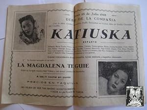 Folleto Publicidad - Advertising Brochure : KATIUSKA. PLAZA TOROS ALBAIDA. 1948