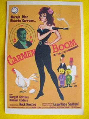 Folleto de mano cine - Cinema hand brochure : CARMEN BOOM. Dibujo de JANO