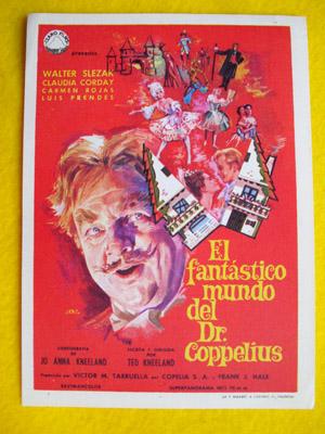 Folleto de mano cine - Cinema hand brochure : EL FANTÁSTICO MUNDO DEL DR. COPPELIUS. Dibujo JANO