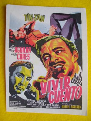 Folleto de mano cine - Cinema hand brochure : VIVIR DEL CUENTO