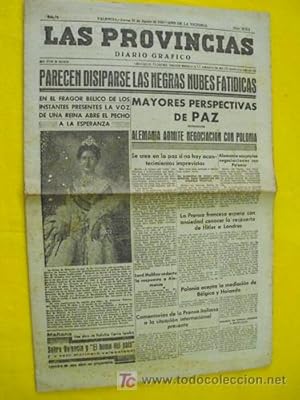 LAS PROVINCIAS. Diario Gráfico. 31 Agosto 1939.