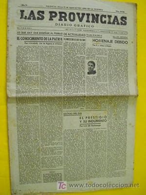 LAS PROVINCIAS. Diario Gráfico. 22 Agosto 1939.