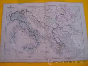 Antiguo Mapa - Old Map : Carte Physique et Politique l'ITALIE, TURQUIE et GRÈCE