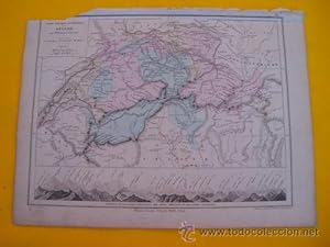 Antiguo Mapa - Old Map : Carte Physique et Politique SUISSE