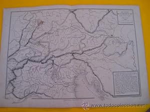 Antiguo Mapa - Old Map : CARTE PHYSIQUE DE L'ALLEMAGNE DU SUD et de l'Italie du Nord