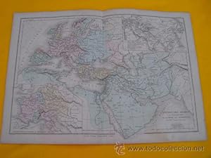 Antiguo Mapa - Old Map : EMPIRE DES ARABES et démembrement de l'Empire de Charlemagne