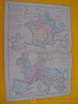 Antiguo Mapa - Old Map : FRANCE MÉROVINGIENNE, EMPIRE DE CHARLEMAGNE