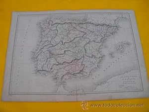 Antiguo Mapa - Old Map : Carte Physique et Politique de l'ESPAGNE et du PORTUGAL