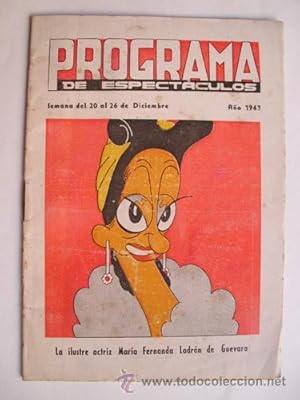 PROGRAMA DE ESPECTÁCULOS. Semana del 20 a 24 de Diciembre. Valencia 1943