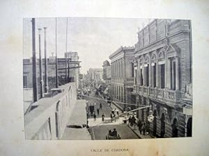 Antigua lámina fotografía - Old plate photography : Calle de Córdoba - Rosario (Argentina). 1900