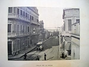 Antigua lámina fotografía - Old plate photography : Calle de la Rioja - Rosario (Argentina). 1900