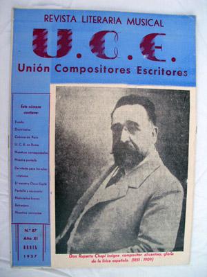 Revista Literaria Musical U.C.E. Unión Compositores Escritores nº87, abril 1957