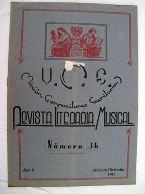 Revista Literaria Musical U.C.E. Unión Compositores Escritores nº36, octubre diciembre 1947
