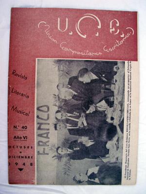 Revista Literaria Musical U.C.E. Unión Compositores Escritores nº40, octubre diciembre 1948