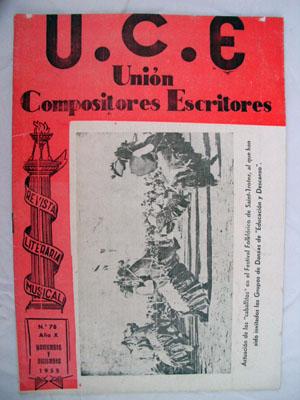 Revista Literaria Musical U.C.E. Unión Compositores Escritores nº78, noviembre y diciembre 1955