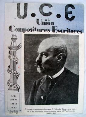 Revista Literaria Musical U.C.E. Unión Compositores Escritores nº 84, enero 1957