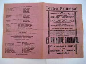 Seller image for Pequeo Cartel - Small Poster : TEATRO PRINCIPAL, El Principe Carnaval for sale by LIBRERA MAESTRO GOZALBO