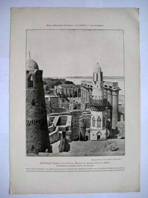 Antigua Lámina - Old Sheet : RUINAS DE TEBAS (Egipto) - Restos templo de AMMÓN, LUXOR