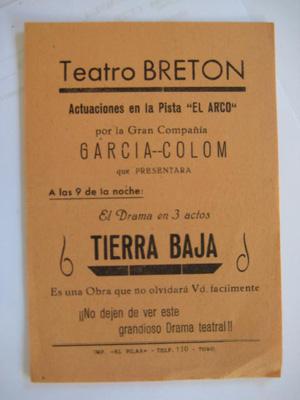 Cartel - Poster : TEATRO BRETÓN en TORO. Angelines García, Santiago Colom.