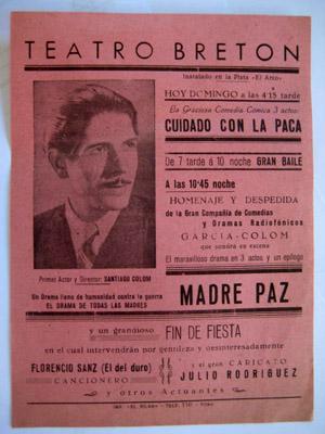 Cartel - Poster : TEATRO BRETON en TORO. Angelines García, Santiago Colom.