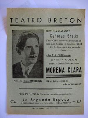 Cartel - Poster : TEATRO BRETON en TORO. Angelines García, Santiago Colom.