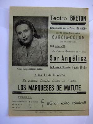 Cartel - Poster : TEATRO BRETON en TORO. Angelines García, Santiago Colom.