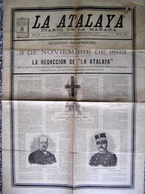 LA ATALAYA. Diario de la Mañana. Año III, Núm 1023, 3 noviembre 1895