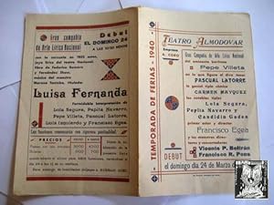 Folleto Publicidad - Advertising Brochure : TEATRO ALMODOVAR. 1940