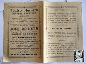 Folleto Publicidad - Advertising Brochure : TEATRO HERRERA. SISANTE. 1935